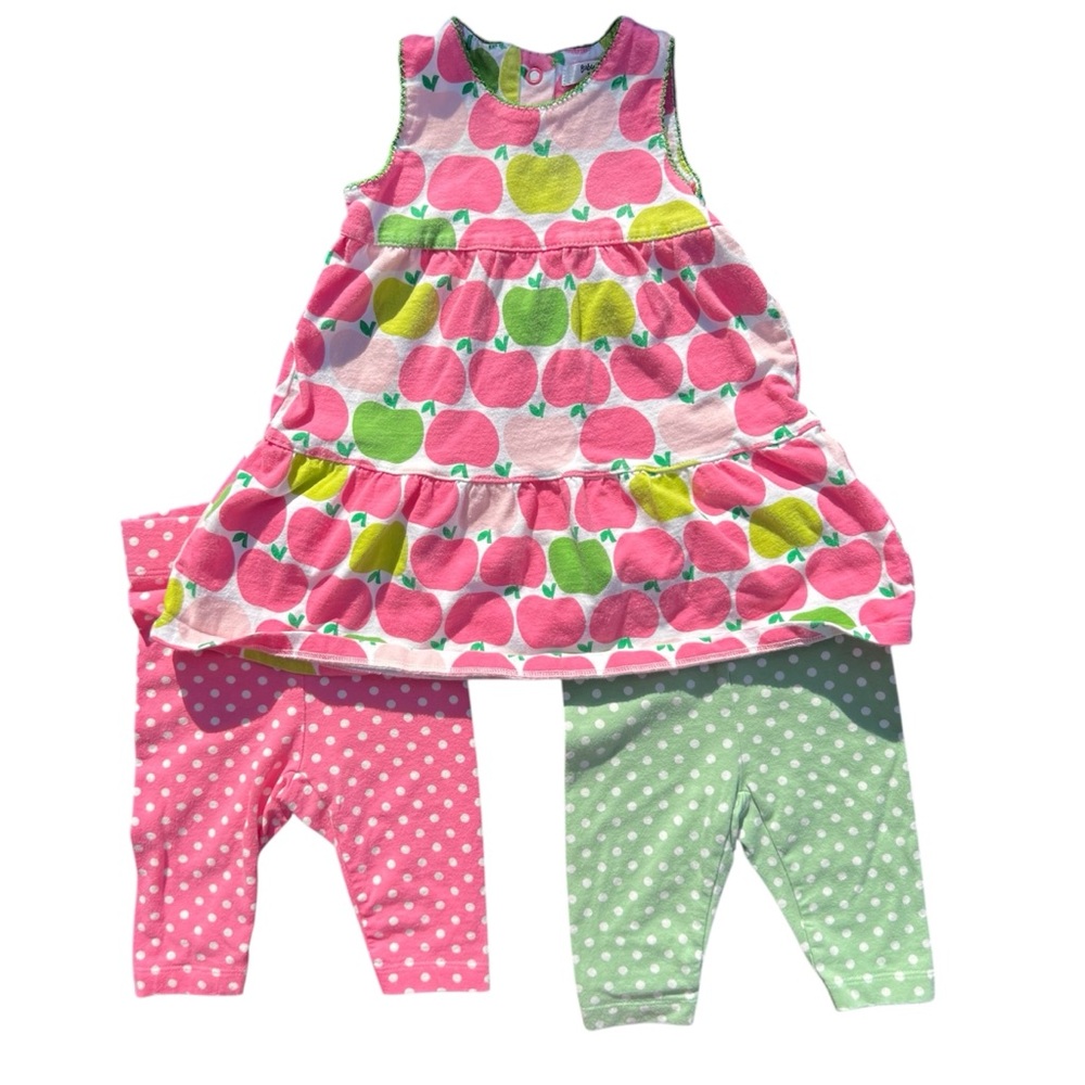 Baby Boden 3-6 Months Girls Lot Dress Pants Apples Set